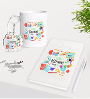 BK Gift Kişiye Özel Sınıf Öğretmeni Kupa Anahtarlık Beyaz Defter Kalem Hediye Seti-10 (Model 1)