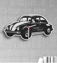 BK Gift Kişiye Özel Retro Beetle Tasarımlı Ahşap Duvar Saati Model 11