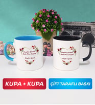İkili Sevgiliye Sevgililer Günü Hediyesi 13 Kupa Bardak Mavi Siyah