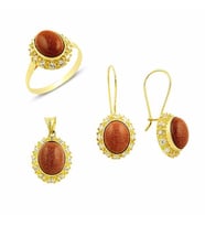 Akik taşlı set 9.00 Gram 14 Ayar Altın (Çok Renkli)