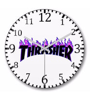Thrasher Logo  Duvar Saati Bombeli Gercek Cam