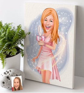 BK Gift Kişiye Özel Bayan Karikatürlü Kanvas Tablo 30x50cm -41