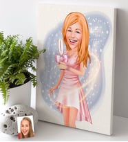 BK Gift Kişiye Özel Bayan Karikatürlü Kanvas Tablo 30x50cm -41