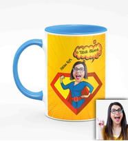 BK Gift Kişiye Özel Anneler Günü Temalı Karikatürlü Mavi Kupa Bardak M3