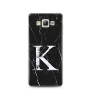 Samsung A7 (2015) Siyah Mermer Harf Tasarımlı Telefon Kılıfı K-Harfi 