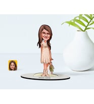 BK Gift Kişiye Özel Kız Çocuk Karikatürlü Ahşap Biblo Model-7 (Beyaz)