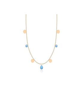 Diamond Line-Gülaylar Altın 14 Ayar Firuze Taş Kolye