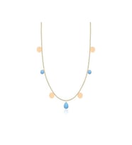 Diamond Line-Gülaylar Altın 14 Ayar Firuze Taş Kolye