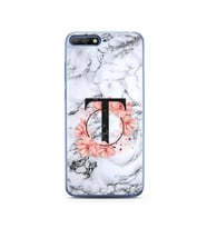 Mermer Çiçekli Harf Tasarım Süper Şeffaf Silikon Telefon Kılıfı Huawei Y6 2018 T