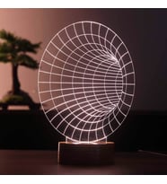 Black Hole Figürlü Dekoratif Hediye Led Masa Lambası 7 Işık Rengi Ahşap Taban