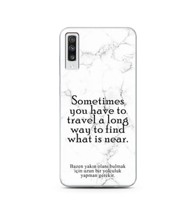 Samsung A70 Beyaz Mermer Söz Tasarımlı Telefon Kılıfı