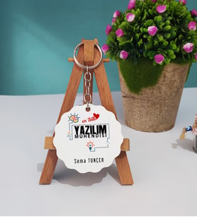 Mesajlı Yazılım Mühendisi Tasarımlı Kişiye Özel Hediye Yazılım Mühendisi Ahşap Anahtarlık