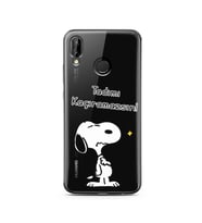 Snoopy Tasarımlı Süper Şeffaf Silikon Telefon Kılıfı Huawei P20 Lite 