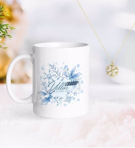 BK Gift Kişiye Özel Yılbaşı Mutlu Yıllar Kupa ve Kar Tanesi Kolye-12 (Model 1)