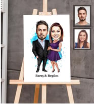 Kişiye Özel Sevgili Karikatürlü Ahşap Tablo 30x47  Model 15