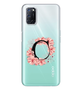 Pembe Çiçekli Harf Tasarım Süper Şeffaf Silikon Telefon Kılıfı Oppo A52-A72 C-Ha