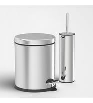 5 Litre Çöp Kovası ve Tuvalet Fırçası Krom İkili Set