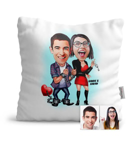 BK Gift Kişiye Özel Sevgililer Karikatür  Yastık  1