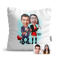 BK Gift Kişiye Özel Sevgililer Karikatür  Yastık  1
