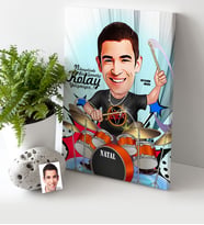 BK Gift Kişiye Özel Bay Baterist Karikatür Kanvas Tablo 30x50cm 1