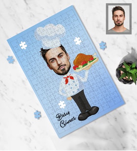 Kişiye Özel Aşçı Tasarımlı Karikatür A4 99 Parça Puzzle Bay-2