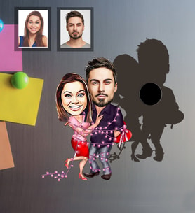 Kişiye Özel Sevgili Karikatürlü Ahşap Magnet Model 4