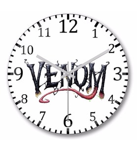 Venom Logo  Duvar Saati Bombeli Gercek Cam