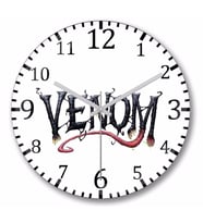 Venom Logo  Duvar Saati Bombeli Gercek Cam