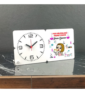 Fen Bilimleri Öğretmeni Ahşap Masa Saati 003