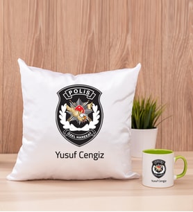 Özel Harekat Polisi Kare Yastık ve Yeşil Kupa Bardak