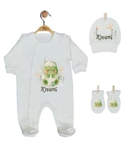 Pia Baby GL 1924-01 İsme Özel Üçlü Tulum Set