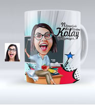 BK Gift Kişiye Özel Bayan Öğretmen Karikatürlü Beyaz Kupa Bardak  2, Öğretmene Hediye, Öğretmenler Günü