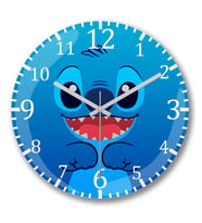 Stitch Duvar Saati Bombeli Gercek Cam