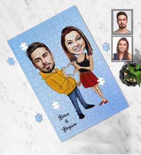 Kişiye Özel Sevgili Karikatürlü A3 240 Parça Puzzle Model 7