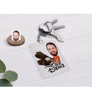 BK Gift Kişiye Özel Erkek Piyanist Karikatürlü Şeffaf Pleksi Anahtarlık (Beyaz)