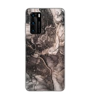 Gri Mermer Tasarımlı Süper Şeffaf Silikon Telefon Kılıfı Huawei P40 Pro