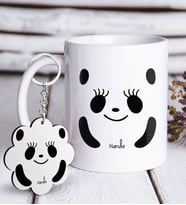 BK Gift Kişiye Özel Sevgililer Günü Beyaz Kupa ve Anahtarlık Hediye Seti-106 (Model 1)