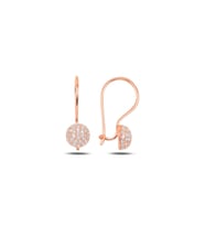 Söğütlü Silver Gümüş rose zirkon taşlı çengelli yarım top küpe