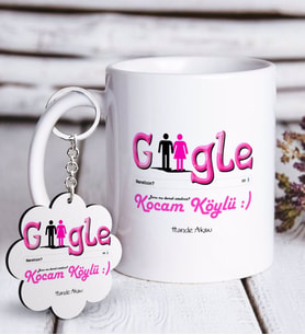 BK Gift Kişiye Özel Google Nerelisin Kocam Köylü Beyaz Kupa ve Anahtarlık Hediye Seti (Model 1)