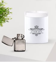 BK Gift Kişiye Özel İsimli Silver Benzinli Metal Çakmak ve Seramik Kül Tablası Seti-8 (Model 1)
