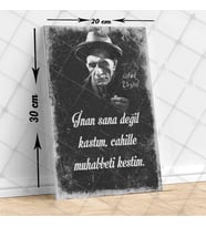 Aşık Veysel İnan Sana Değil Kastım Cahille Muhabbeti Kestim Baskılı Vintage Tablo