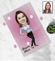 Kişiye Özel Patron Karikatürlü A4 99 Parça Puzzle Bayan-19
