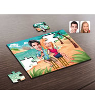 BK Gift Kişiye Özel Sevgililer Karikatürlü Ahşap Puzzle-51