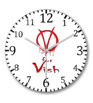 V For Vish Kan Duvar Saati Bombeli Gercek Cam