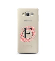 Pembe Çiçekli Harf Tasarım Süper Şeffaf Silikon Telefon Kılıfı Samsung A7 (2015)