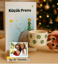 Kişiye Özel Küçük Prens Kitap & Kütahya El Yapımı Kabartmalı Kupa