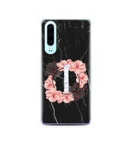 Mermer Çiçekli Harf Tasarım Süper Şeffaf Silikon Telefon Kılıfı Huawei P30  I-Ha