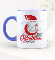 BK Gift Kişiye Özel Bugün Günlerden Öğretmen Mavi Kupa Bardak - 2