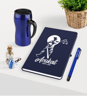 BK Gift Kişiye Özel Avukat Temalı Lacivert Defter Kalem ve Termos Mug Seti - 15 (Model 1)