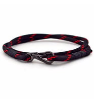 KIRMIZI SİYAH PARACORD METAL KANCALI SARMA ERKEK BİLEKLİK BT544